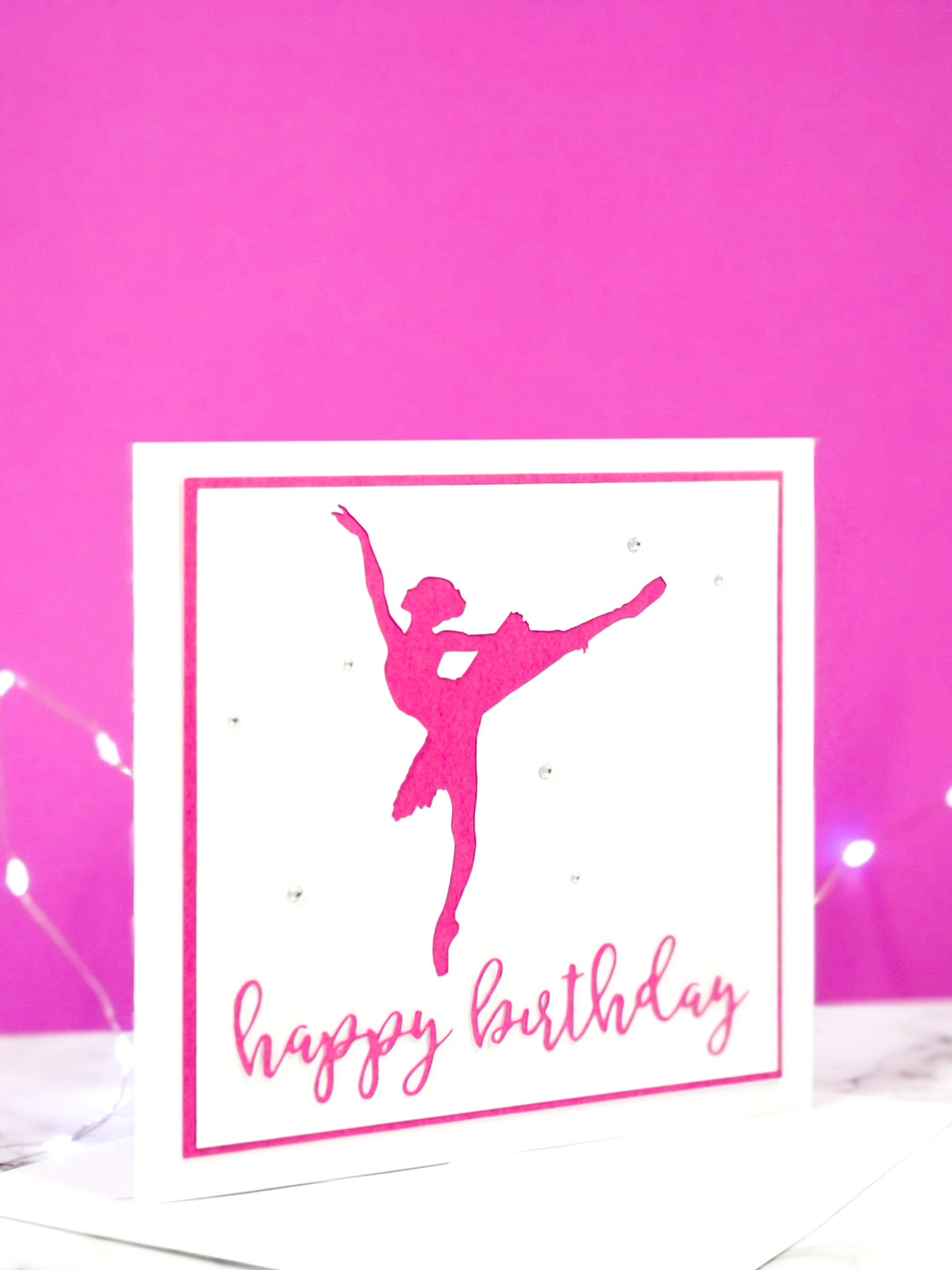 Arabesque | Ballerina Handmade Large Square Silhouette Birthday Card | The Bright Edition