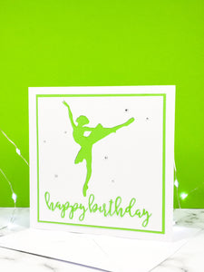 Arabesque | Ballerina Handmade Large Square Silhouette Birthday Card | The Bright Edition