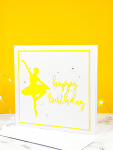 Pirouette | Ballerina Handmade Large Square Silhouette Birthday Card | The Bright Edition