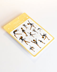 Amber The Figure Skater Sticker Sheet | Ice Skating Illustrated Sticker Set