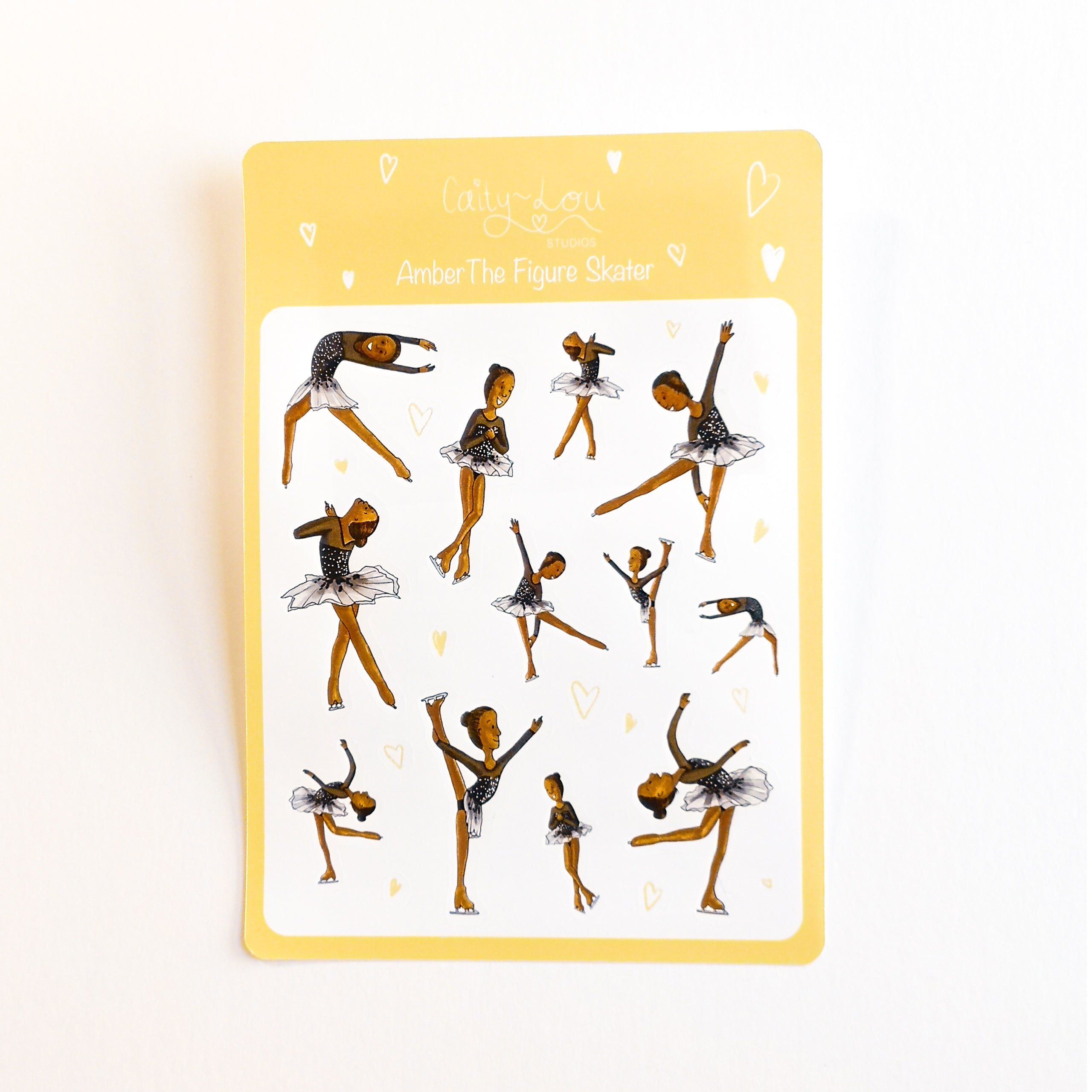 Amber The Figure Skater Sticker Sheet | Ice Skating Illustrated Sticker Set