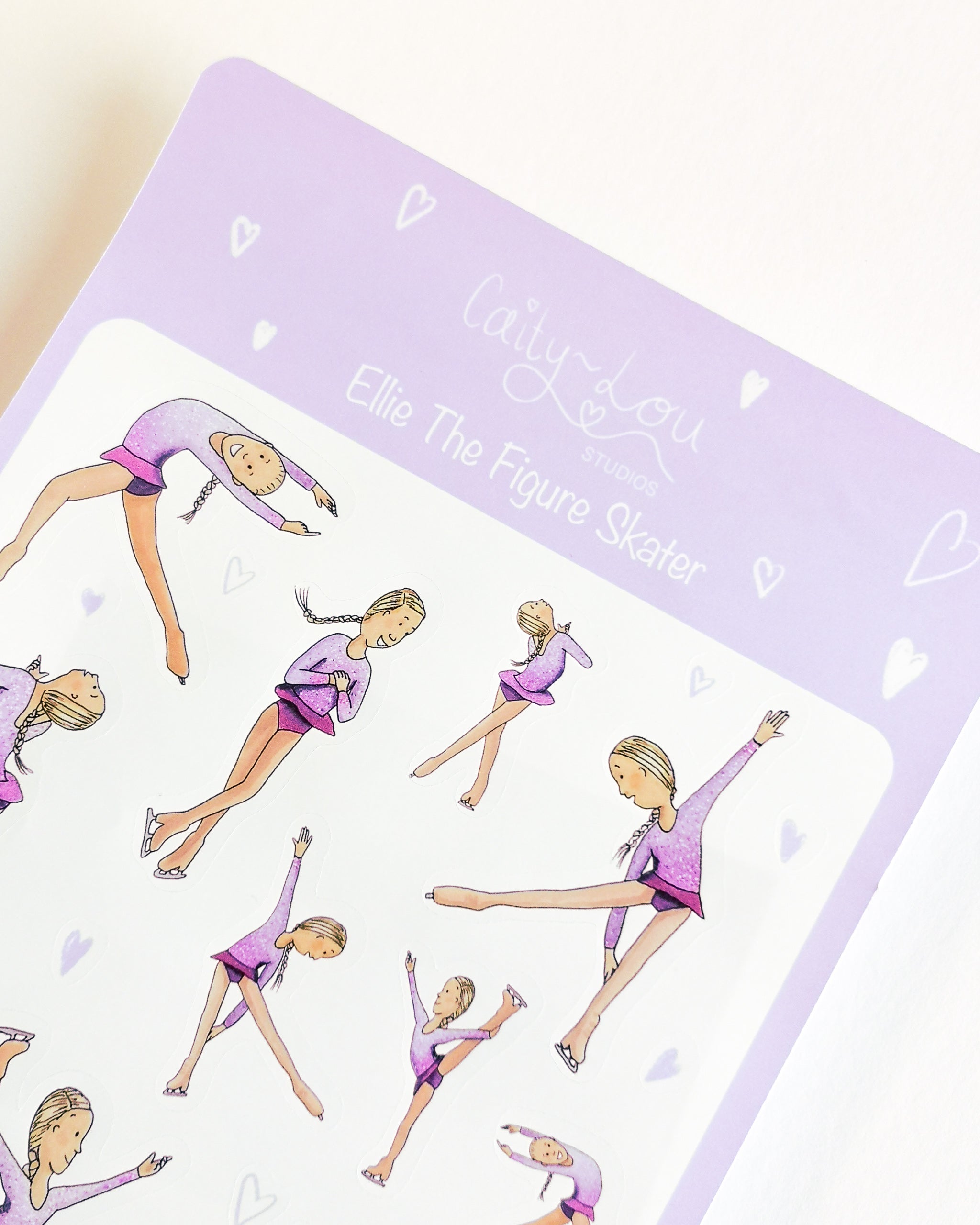 Ellie The Figure Skater Sticker Sheet | Ice Skating Illustrated Sticker Set