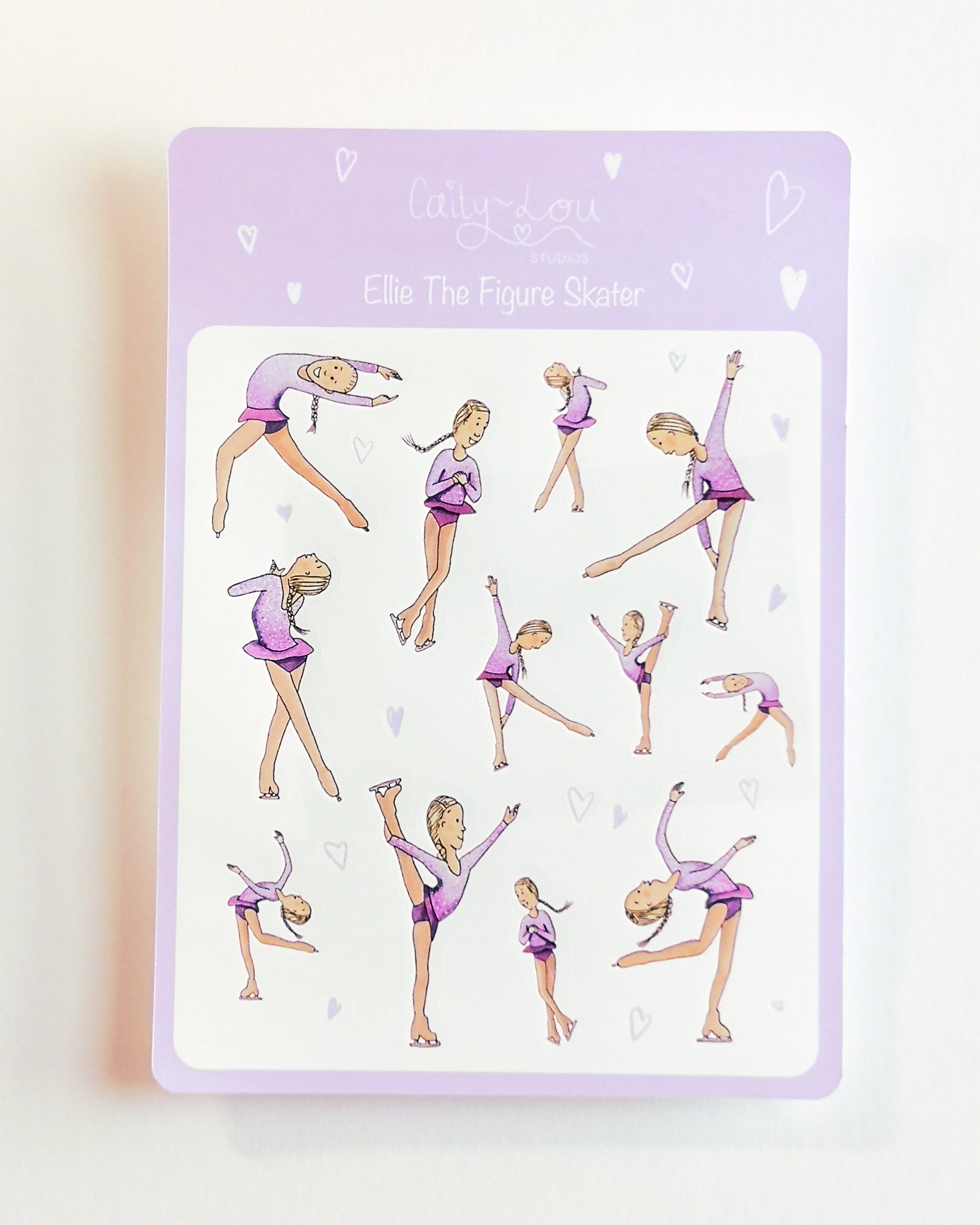 Ellie The Figure Skater Sticker Sheet | Ice Skating Illustrated Sticker Set