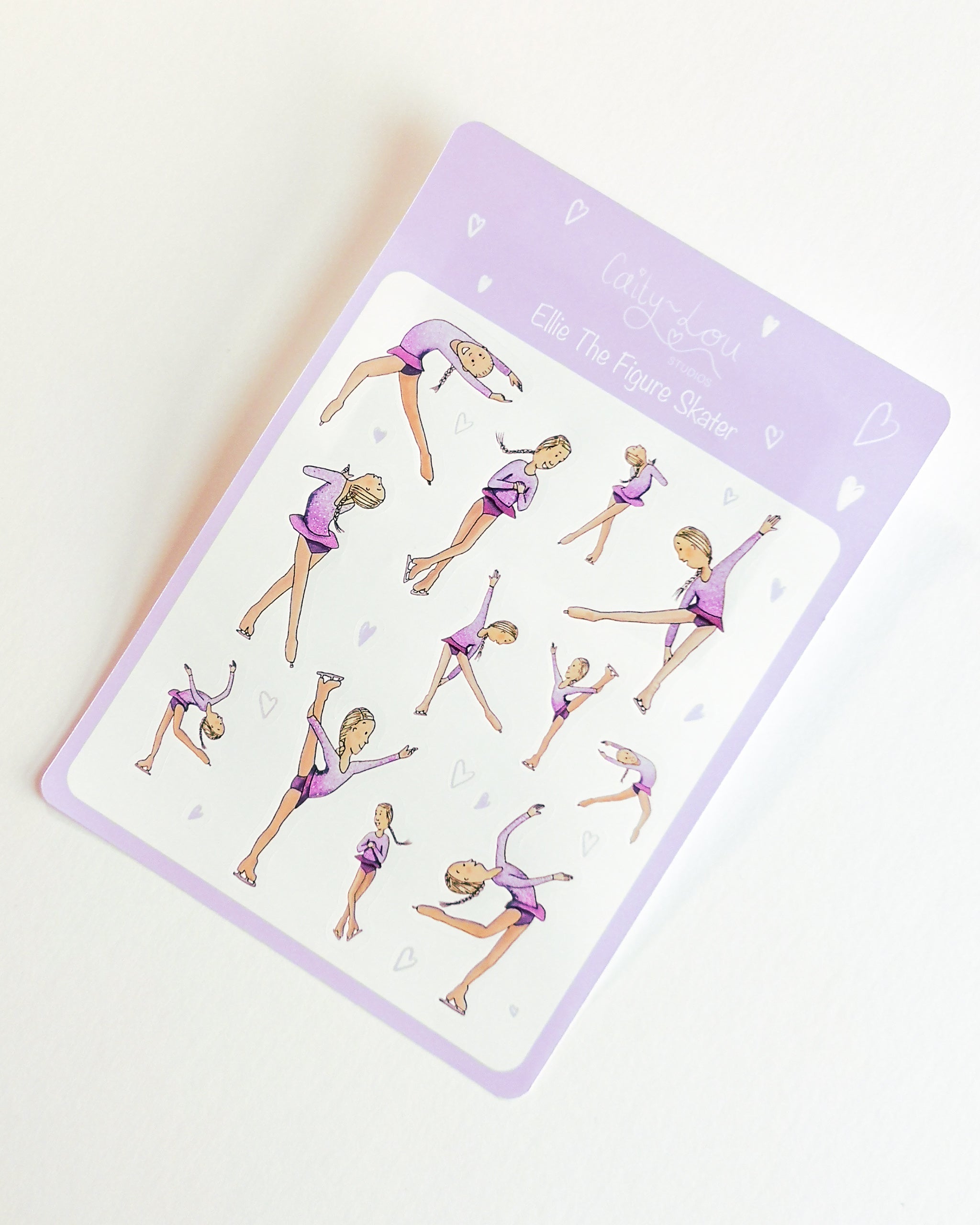 Ellie The Figure Skater Sticker Sheet | Ice Skating Illustrated Sticker Set