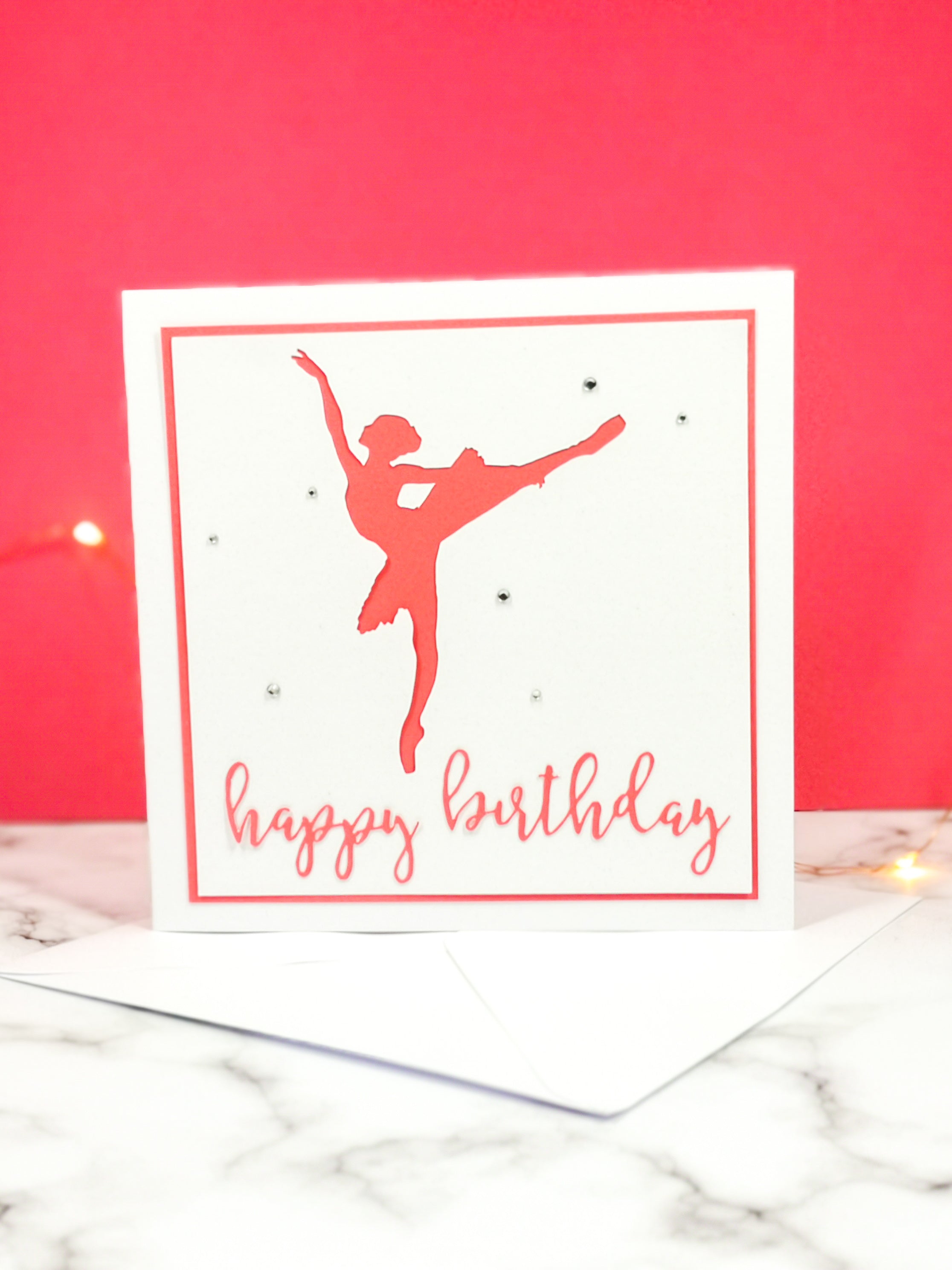 Arabesque | Ballerina Handmade Large Square Silhouette Birthday Card | The Bright Edition