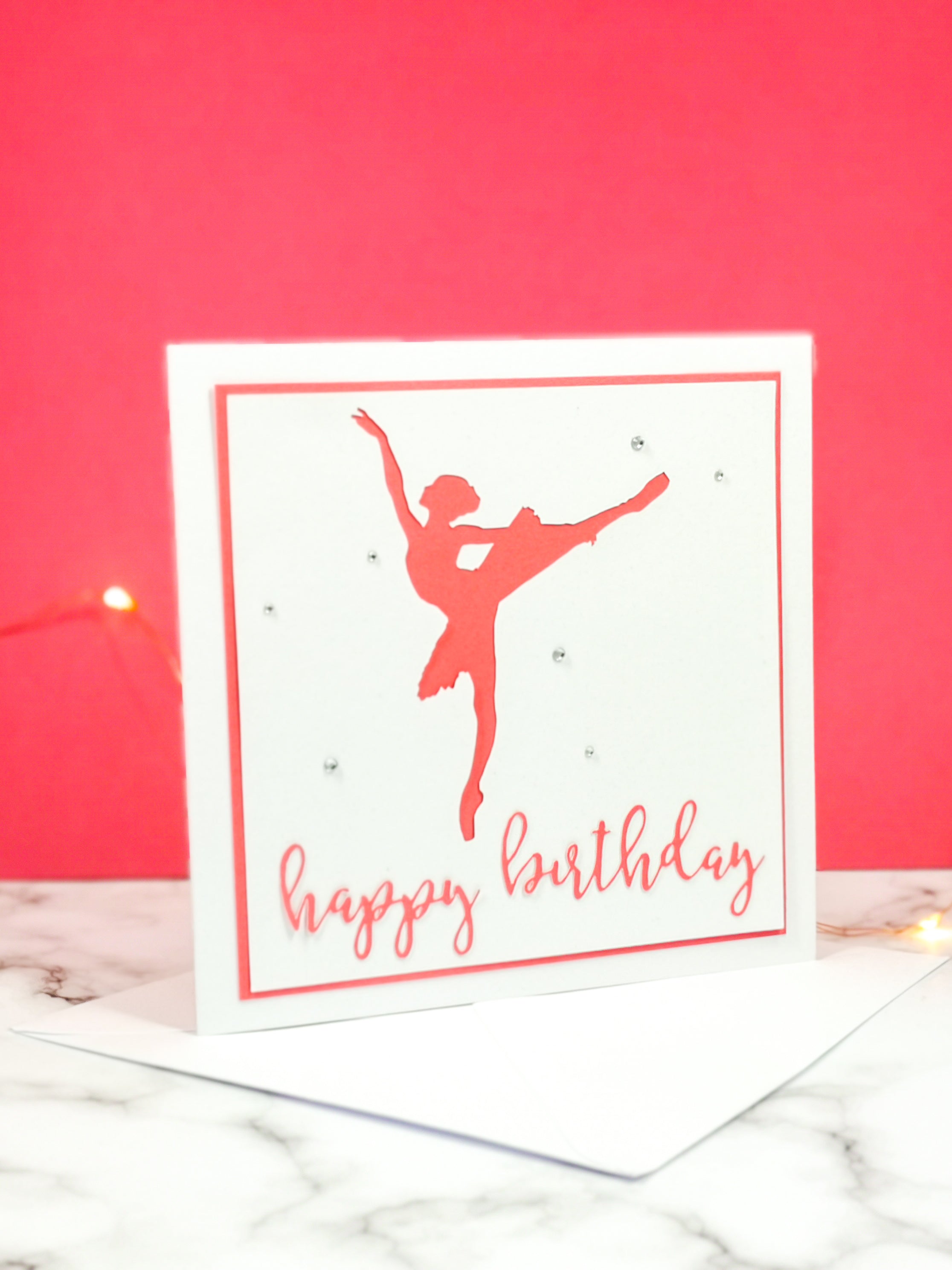 Arabesque | Ballerina Handmade Large Square Silhouette Birthday Card | The Bright Edition