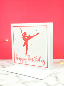 Arabesque | Ballerina Handmade Large Square Silhouette Birthday Card | The Bright Edition