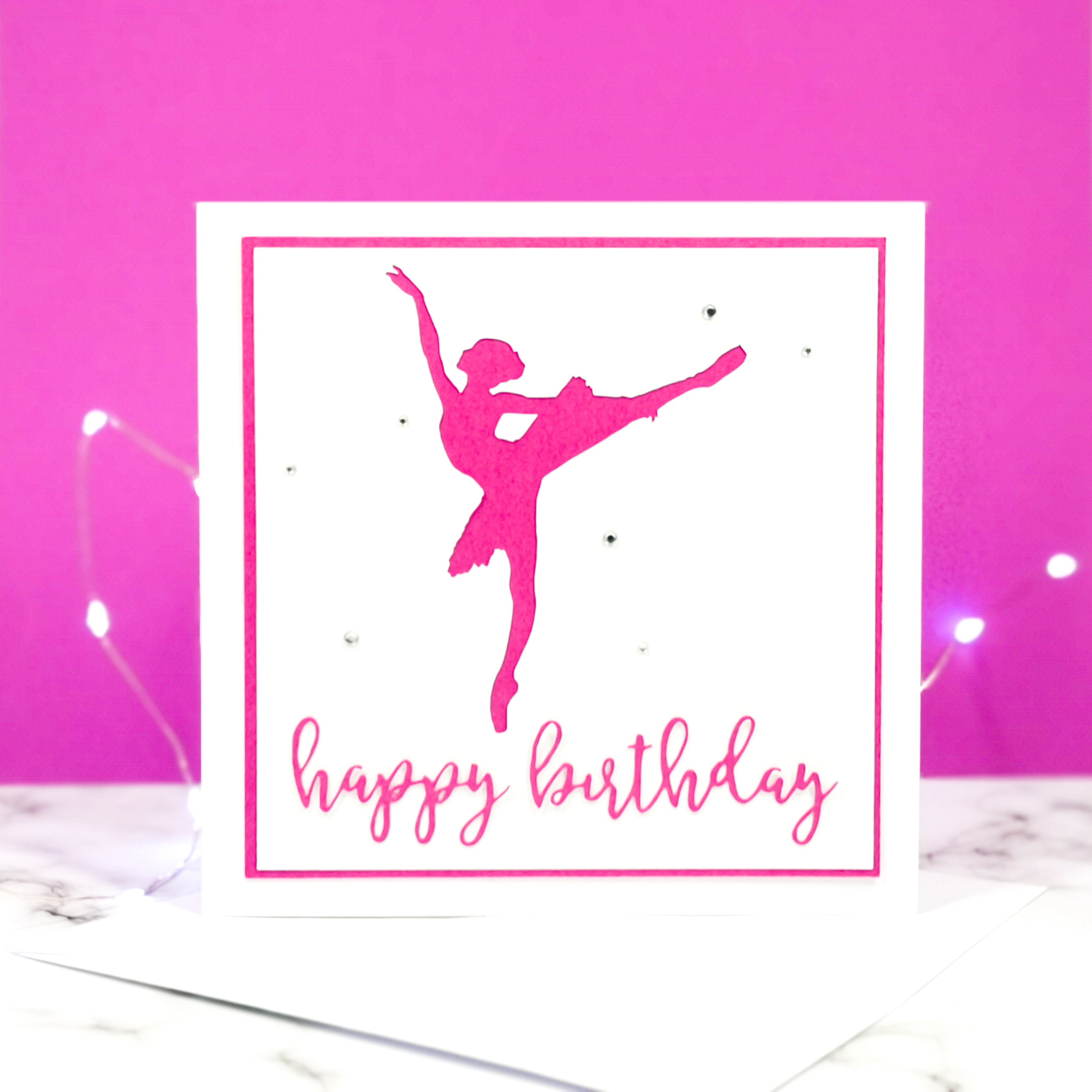 Arabesque | Ballerina Handmade Large Square Silhouette Birthday Card | The Bright Edition