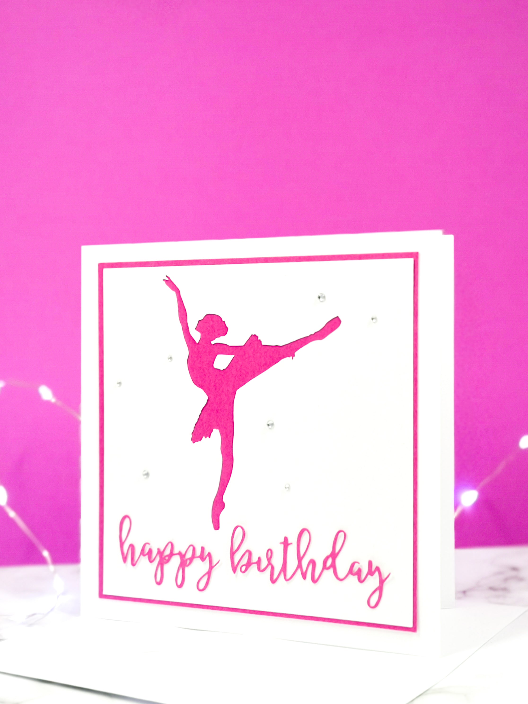 Arabesque | Ballerina Handmade Large Square Silhouette Birthday Card | The Bright Edition