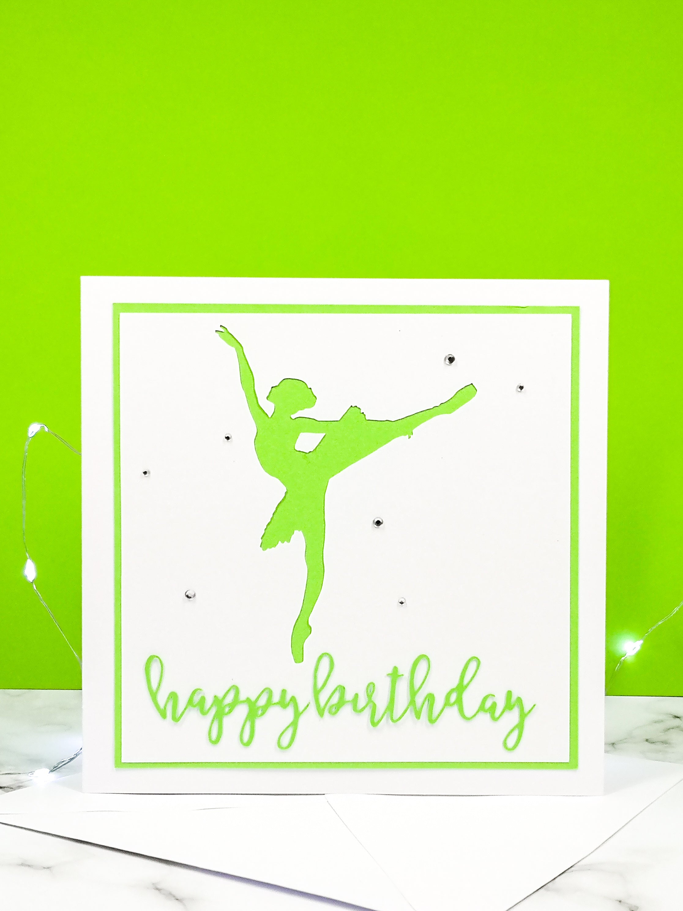 Arabesque | Ballerina Handmade Large Square Silhouette Birthday Card | The Bright Edition