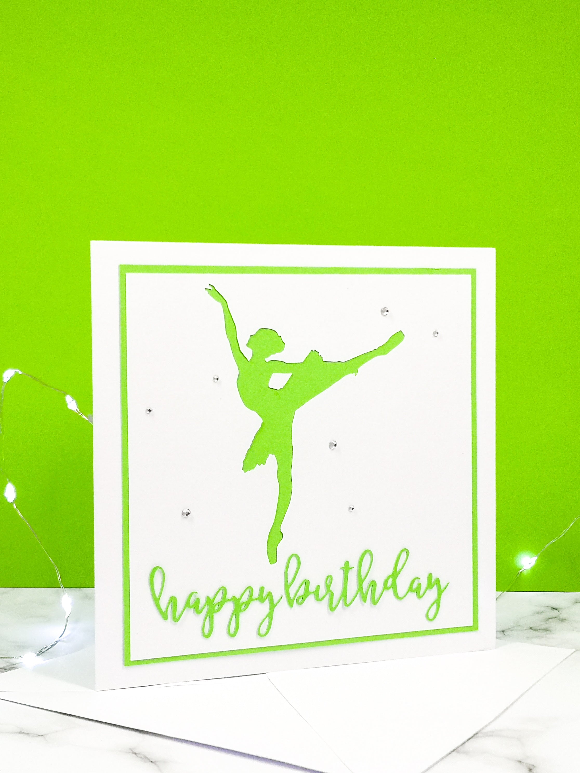 Arabesque | Ballerina Handmade Large Square Silhouette Birthday Card | The Bright Edition