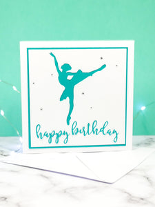 Arabesque | Ballerina Handmade Large Square Silhouette Birthday Card | The Bright Edition