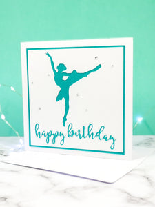 Arabesque | Ballerina Handmade Large Square Silhouette Birthday Card | The Bright Edition