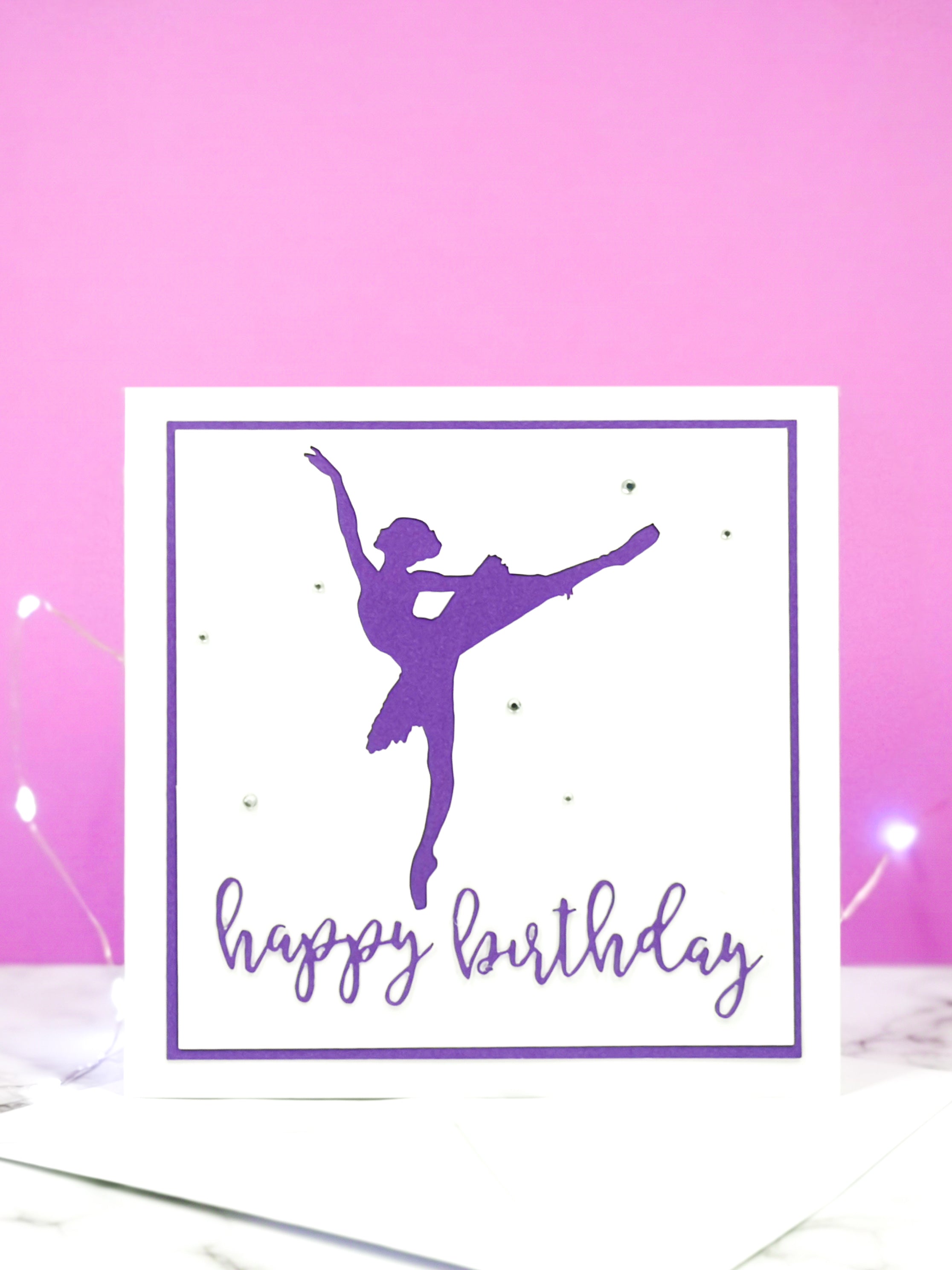 Arabesque | Ballerina Handmade Large Square Silhouette Birthday Card | The Bright Edition