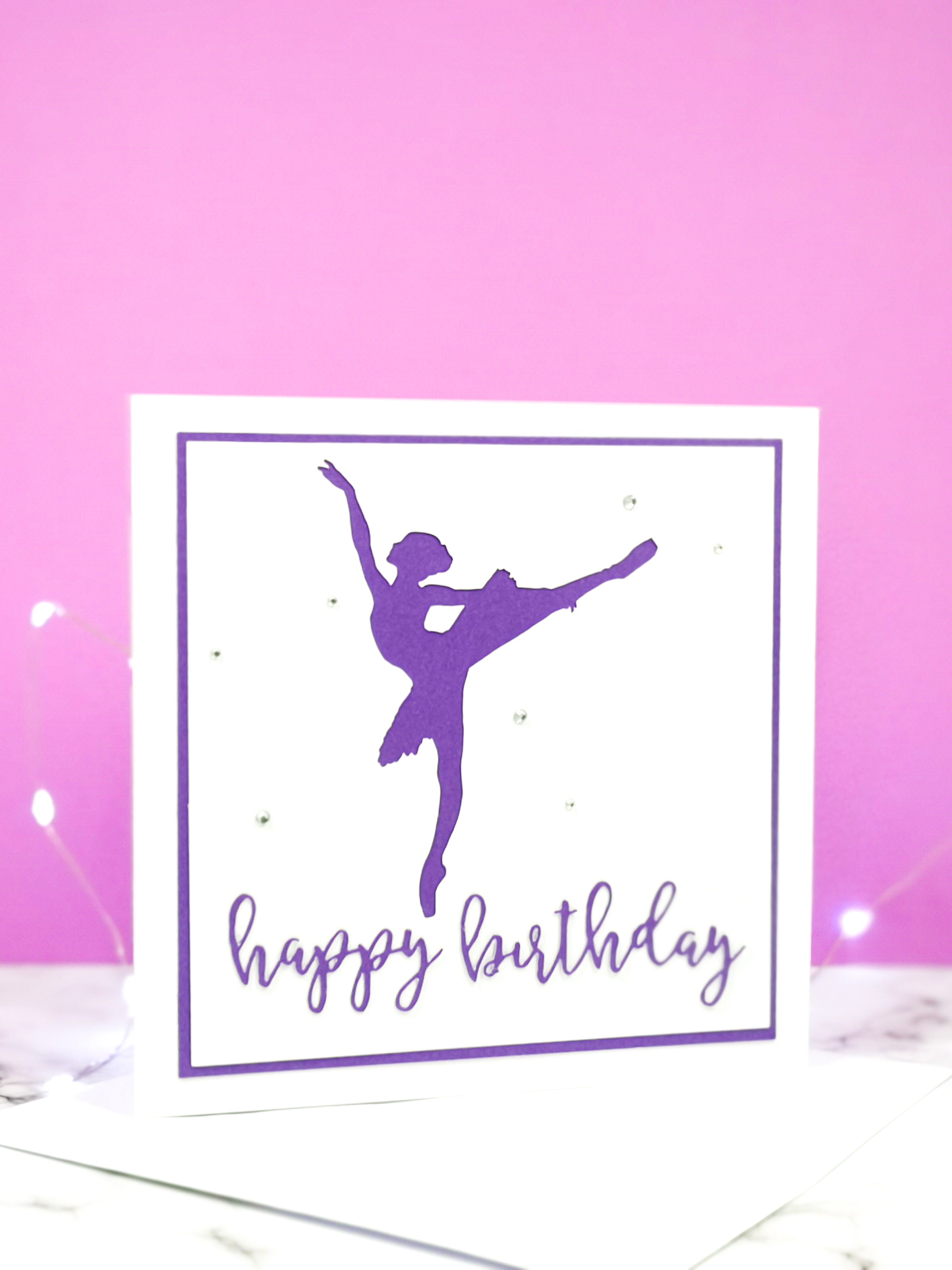 Arabesque | Ballerina Handmade Large Square Silhouette Birthday Card | The Bright Edition