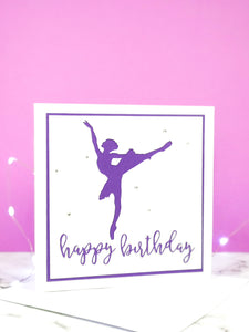 Arabesque | Ballerina Handmade Large Square Silhouette Birthday Card | The Bright Edition