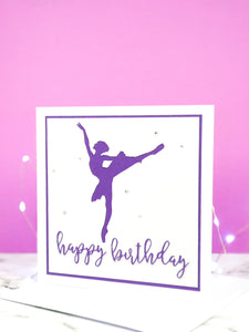 Arabesque | Ballerina Handmade Large Square Silhouette Birthday Card | The Bright Edition