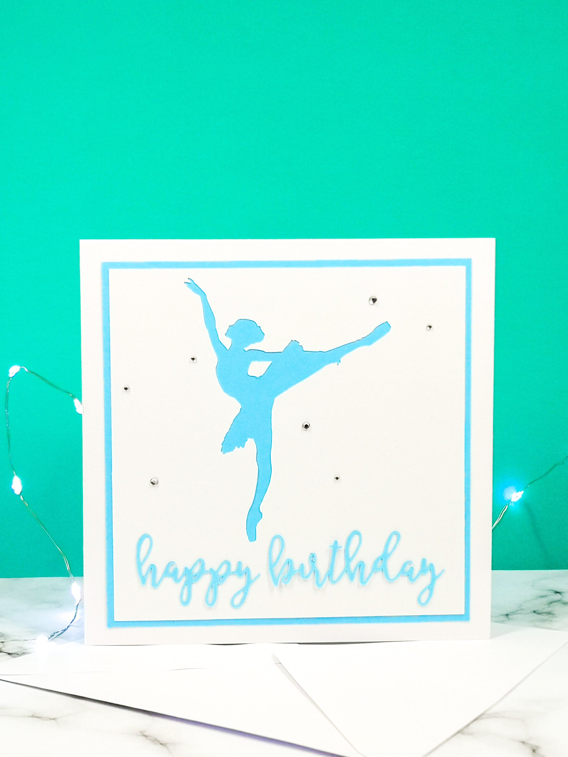 Arabesque | Ballerina Handmade Large Square Silhouette Birthday Card | The Bright Edition