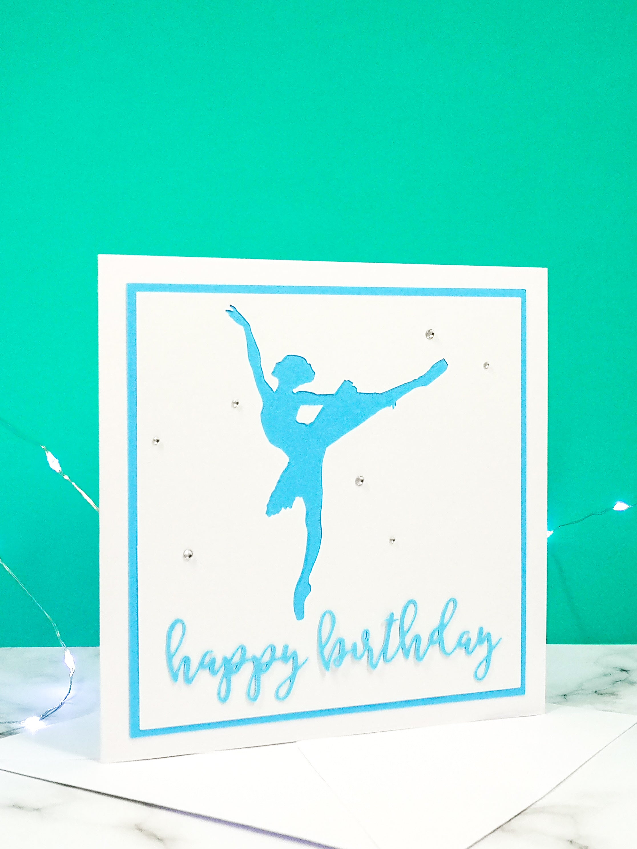 Arabesque | Ballerina Handmade Large Square Silhouette Birthday Card | The Bright Edition