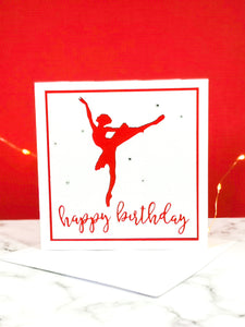 Arabesque | Ballerina Handmade Large Square Silhouette Birthday Card | The Bright Edition