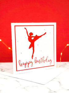 Arabesque | Ballerina Handmade Large Square Silhouette Birthday Card | The Bright Edition