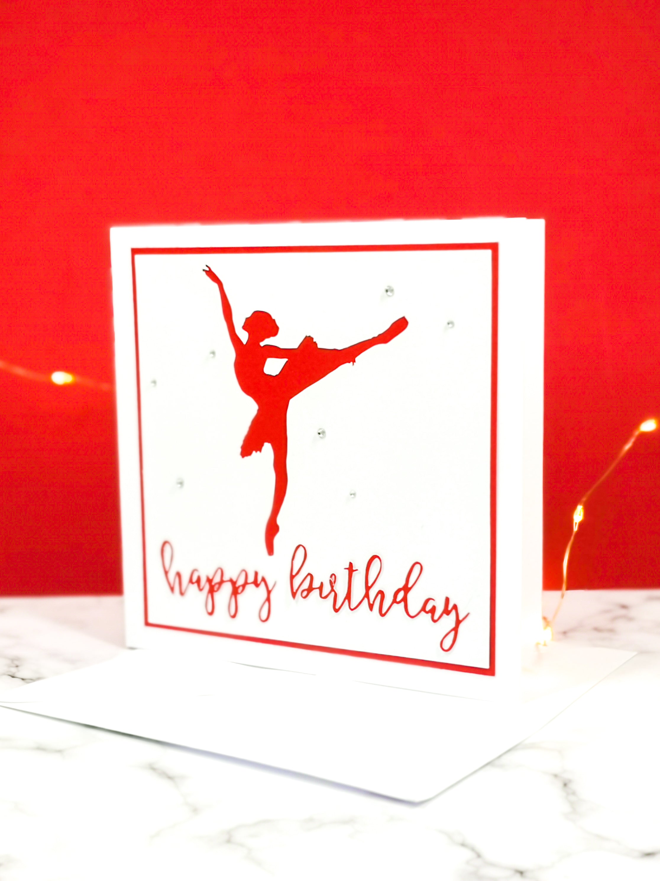 Arabesque | Ballerina Handmade Large Square Silhouette Birthday Card | The Bright Edition