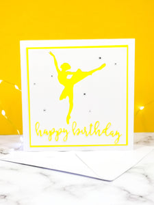 Arabesque | Ballerina Handmade Large Square Silhouette Birthday Card | The Bright Edition