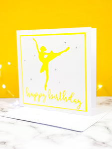 Arabesque | Ballerina Handmade Large Square Silhouette Birthday Card | The Bright Edition