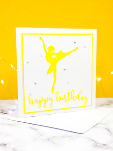 Arabesque | Ballerina Handmade Large Square Silhouette Birthday Card | The Bright Edition