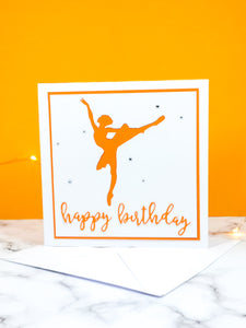 Arabesque | Ballerina Handmade Large Square Silhouette Birthday Card | The Bright Edition