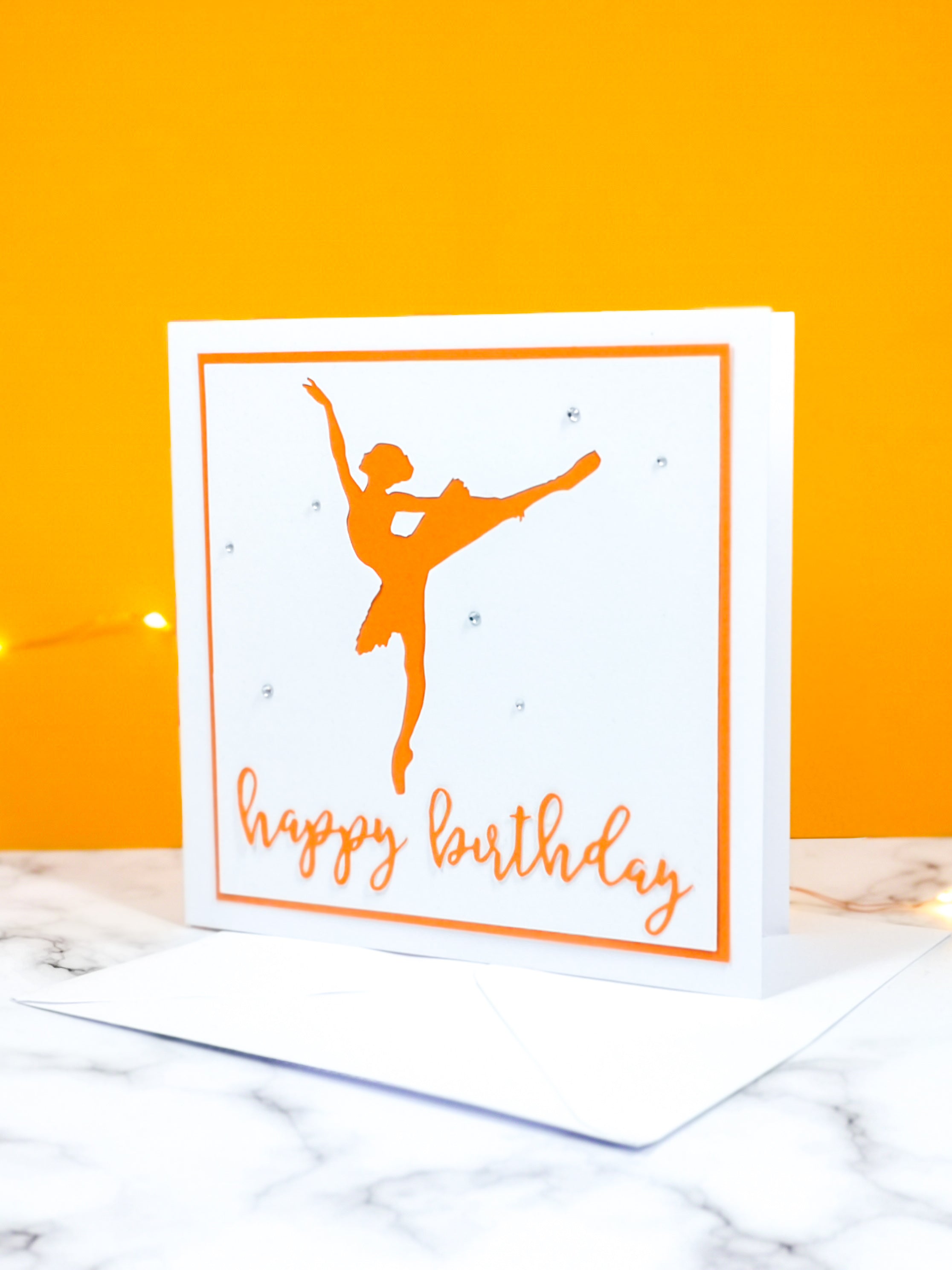 Arabesque | Ballerina Handmade Large Square Silhouette Birthday Card | The Bright Edition