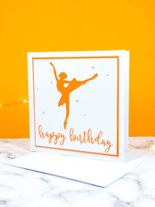 Arabesque | Ballerina Handmade Large Square Silhouette Birthday Card | The Bright Edition