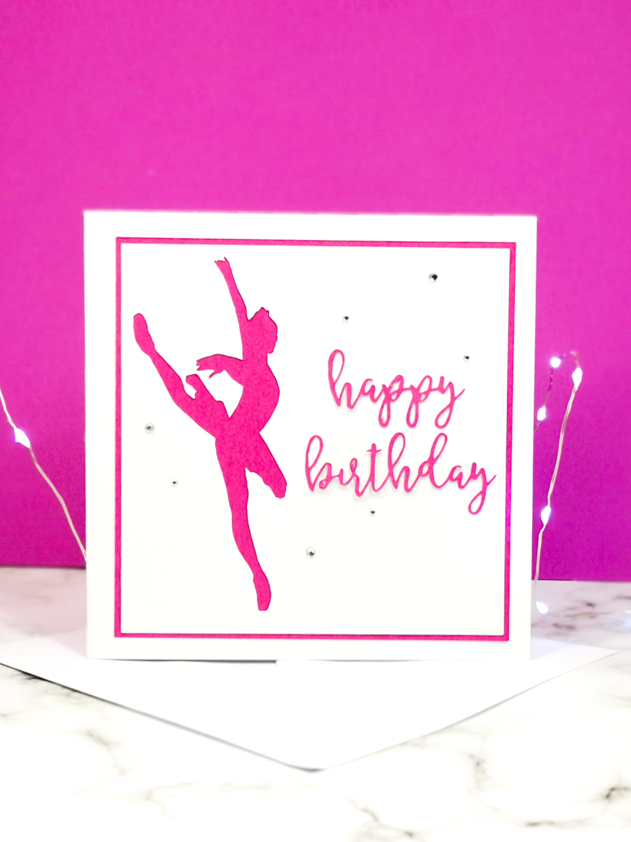 Attitude | Ballerina Handmade Large Square Silhouette Birthday Card | The Bright Edition