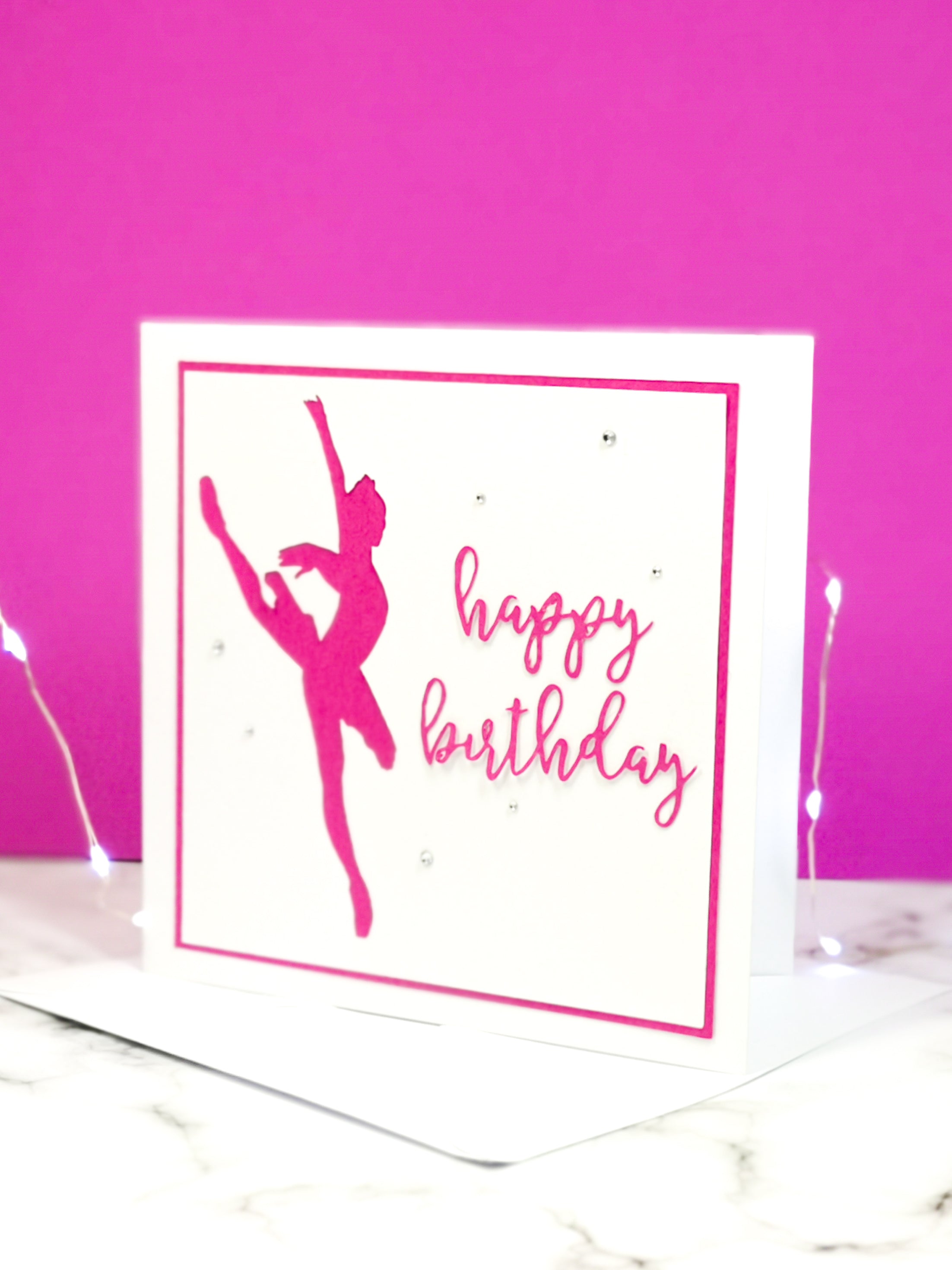 Attitude | Ballerina Handmade Large Square Silhouette Birthday Card | The Bright Edition