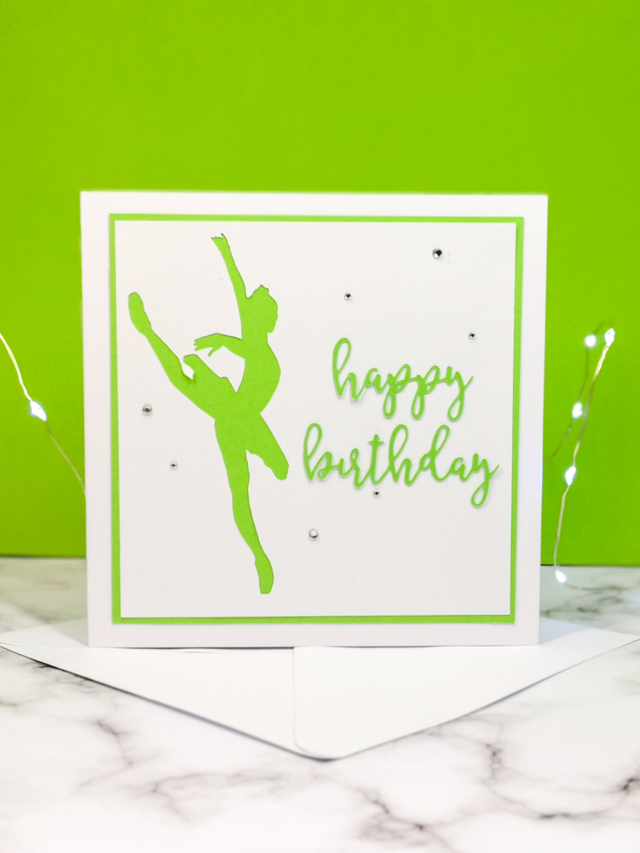 Attitude | Ballerina Handmade Large Square Silhouette Birthday Card | The Bright Edition