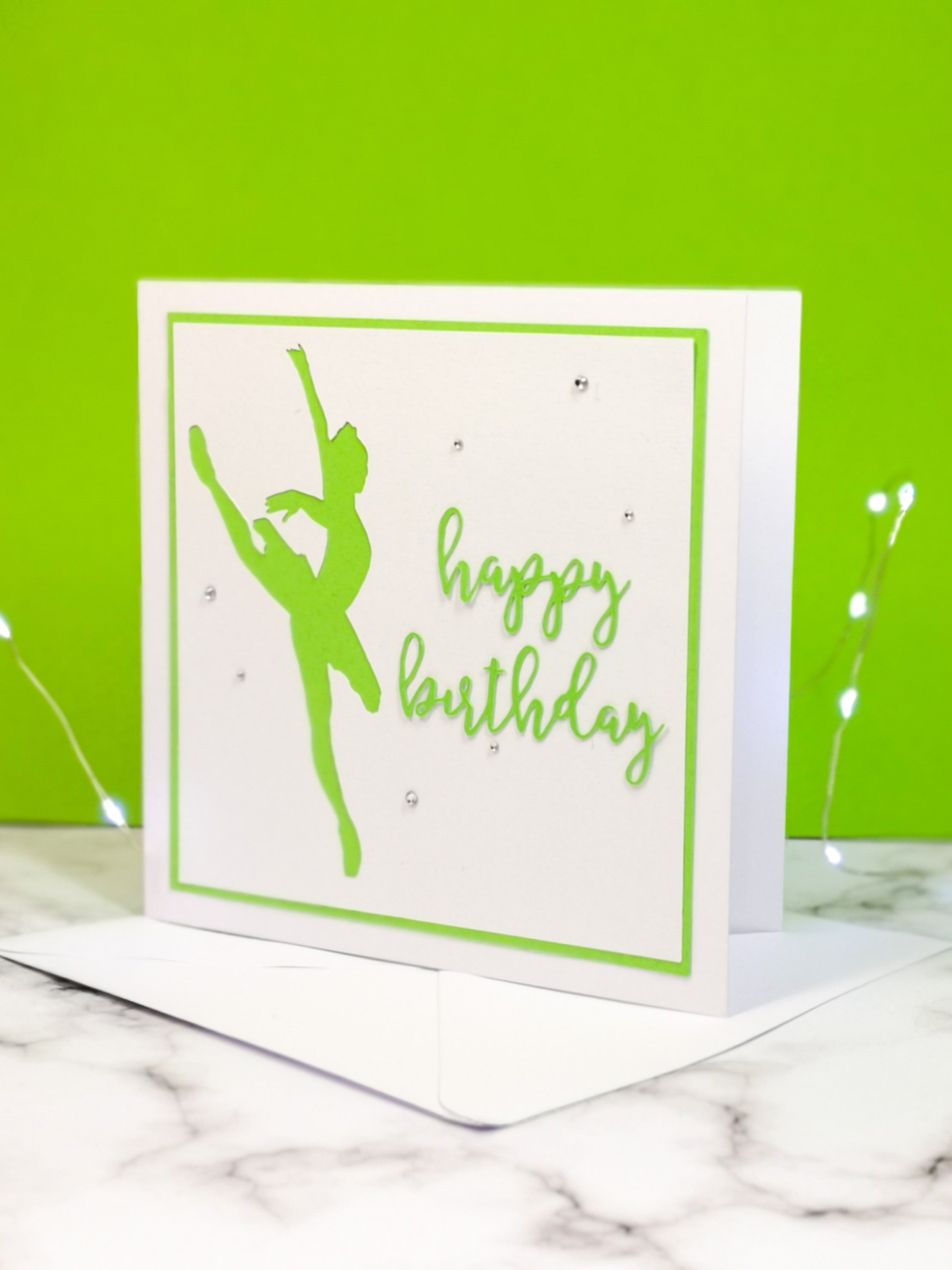 Attitude | Ballerina Handmade Large Square Silhouette Birthday Card | The Bright Edition