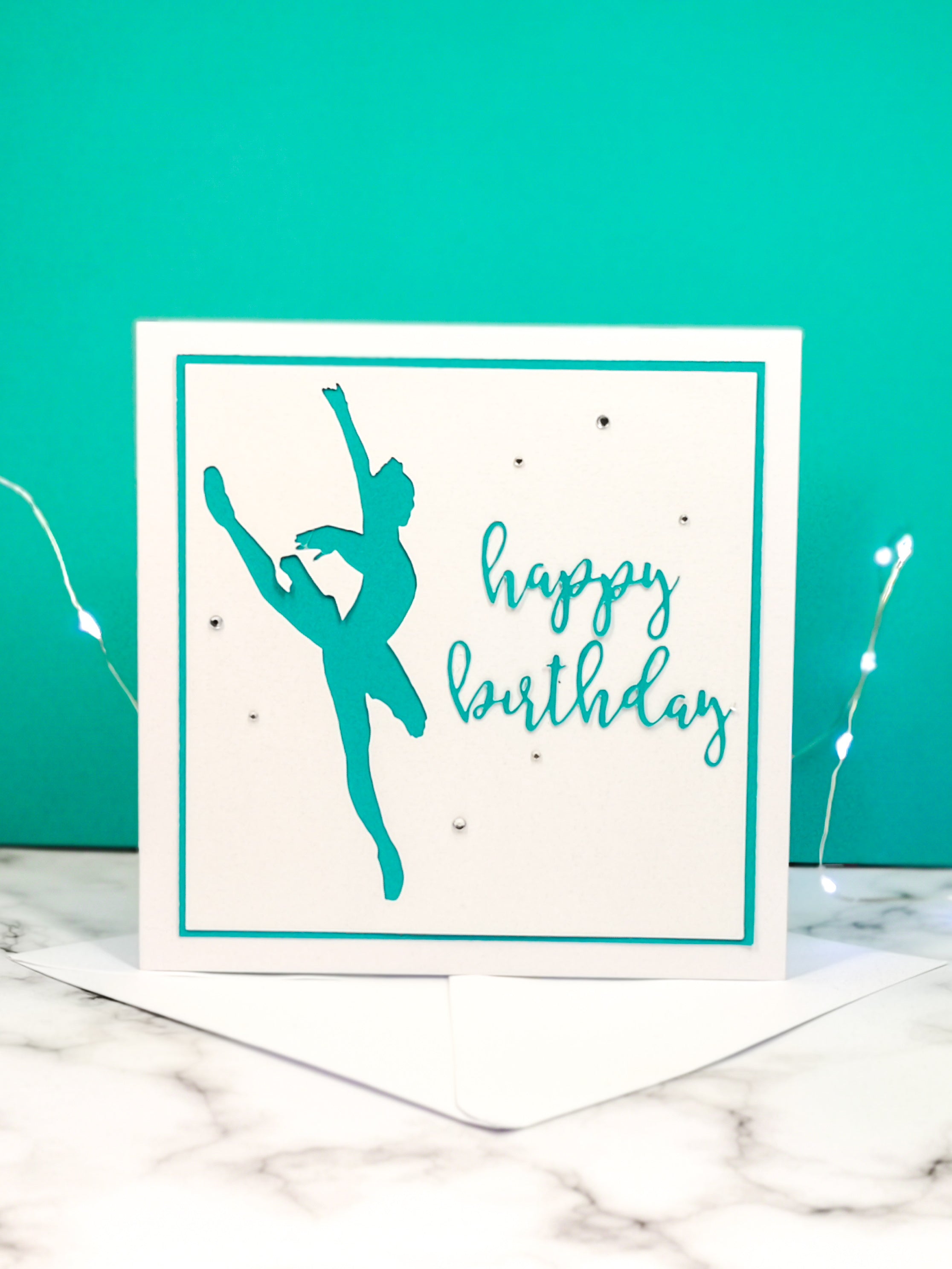 Attitude | Ballerina Handmade Large Square Silhouette Birthday Card | The Bright Edition