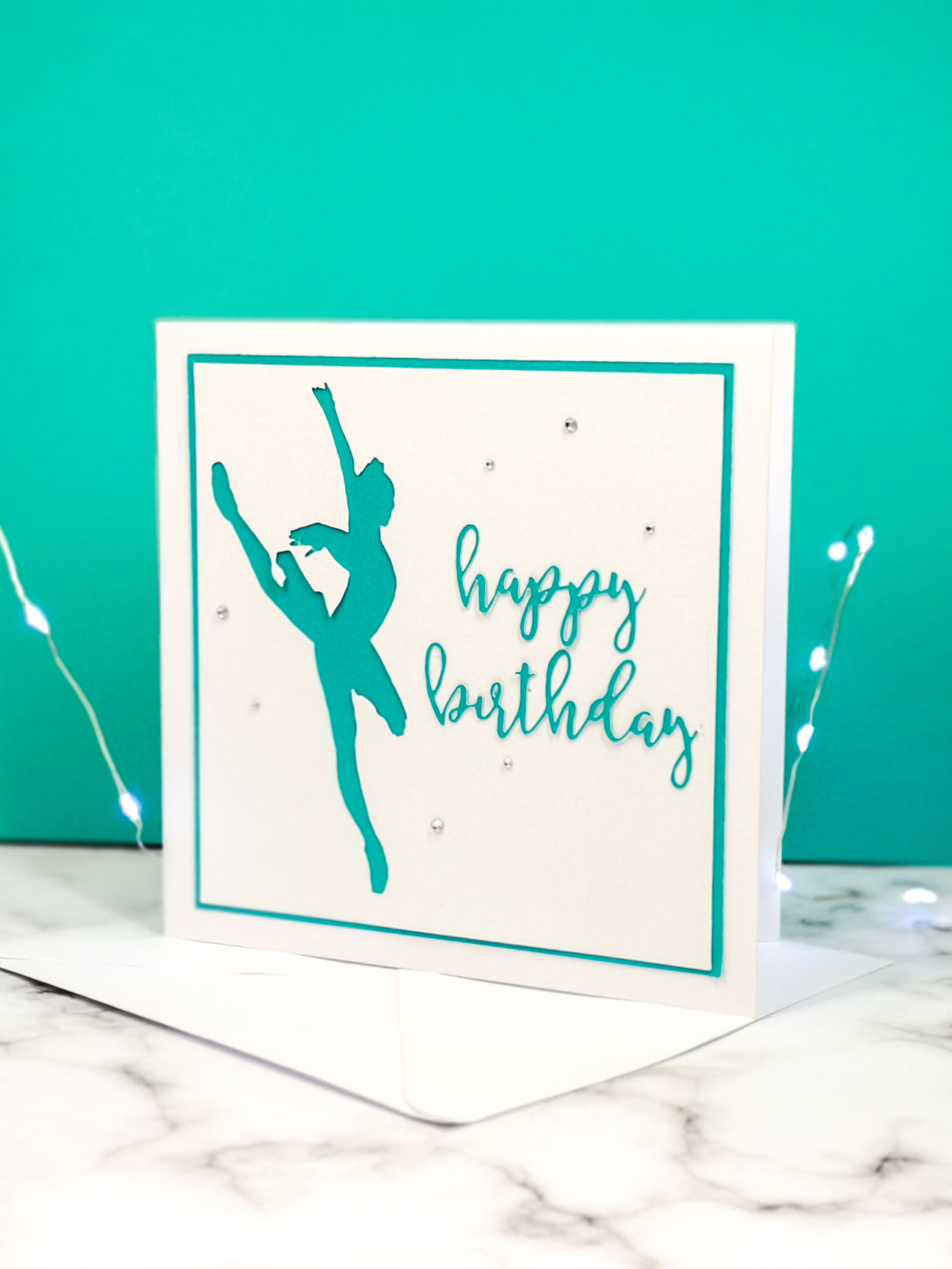 Attitude | Ballerina Handmade Large Square Silhouette Birthday Card | The Bright Edition