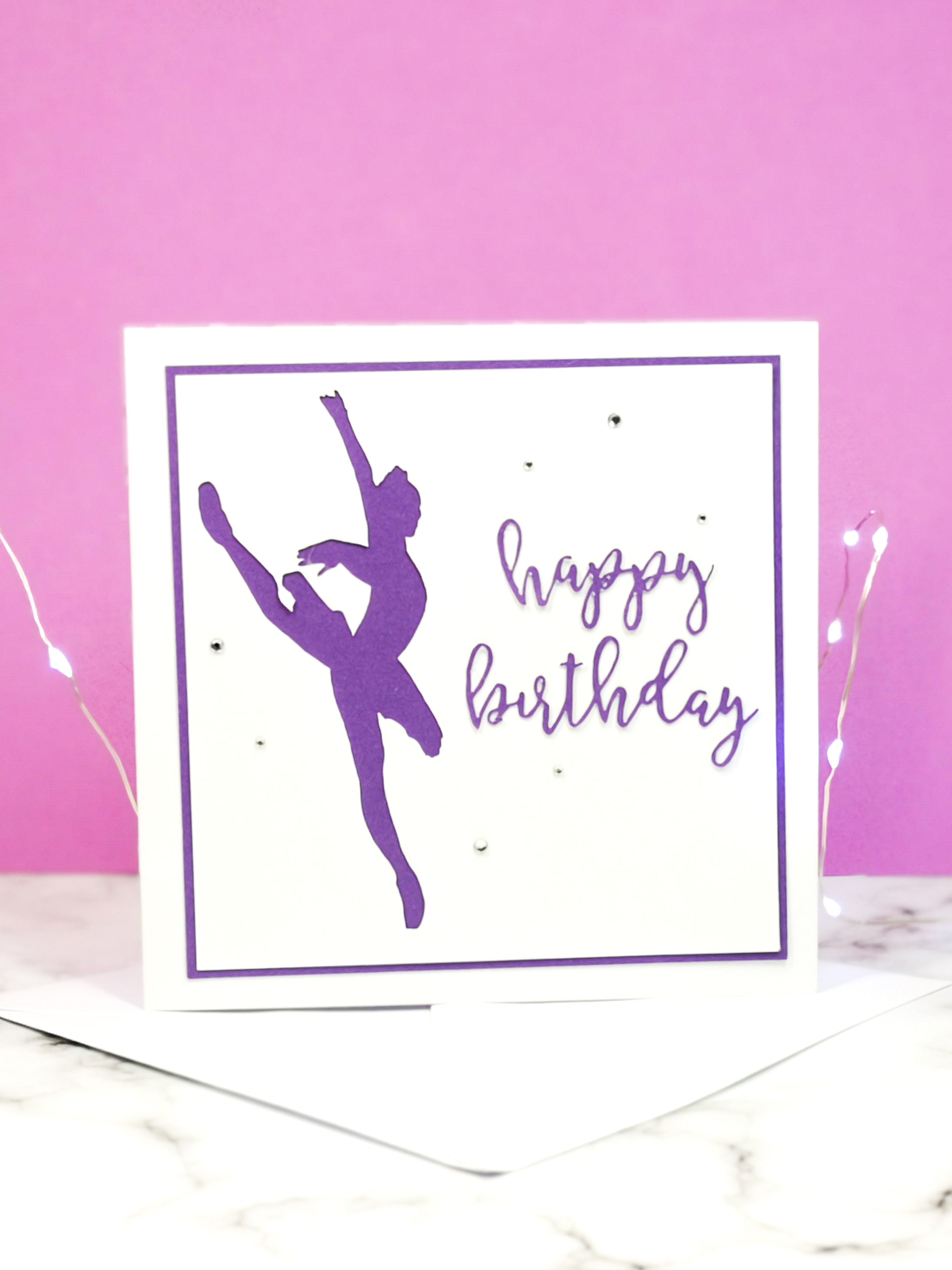 Attitude | Ballerina Handmade Large Square Silhouette Birthday Card | The Bright Edition