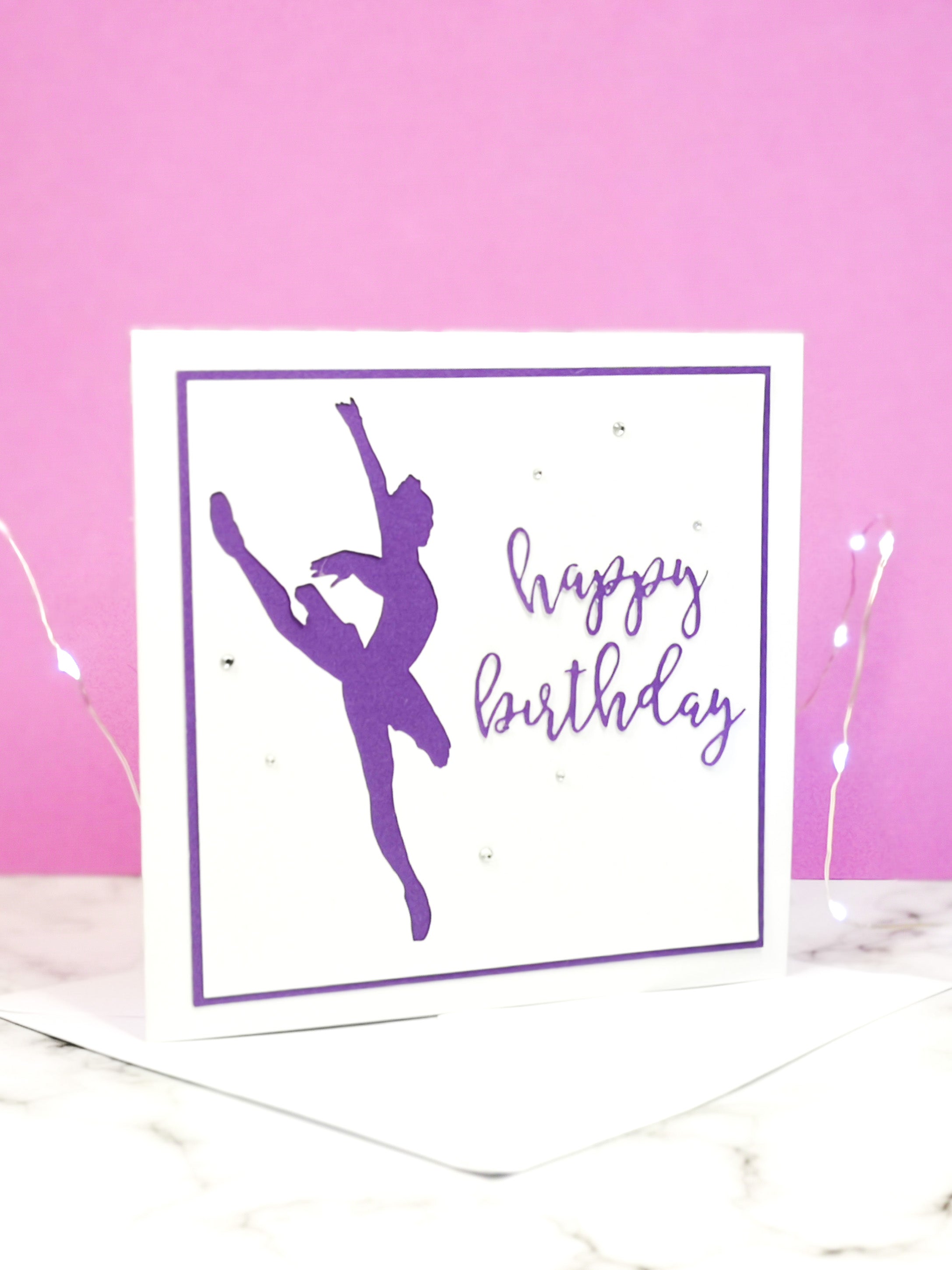 Attitude | Ballerina Handmade Large Square Silhouette Birthday Card | The Bright Edition