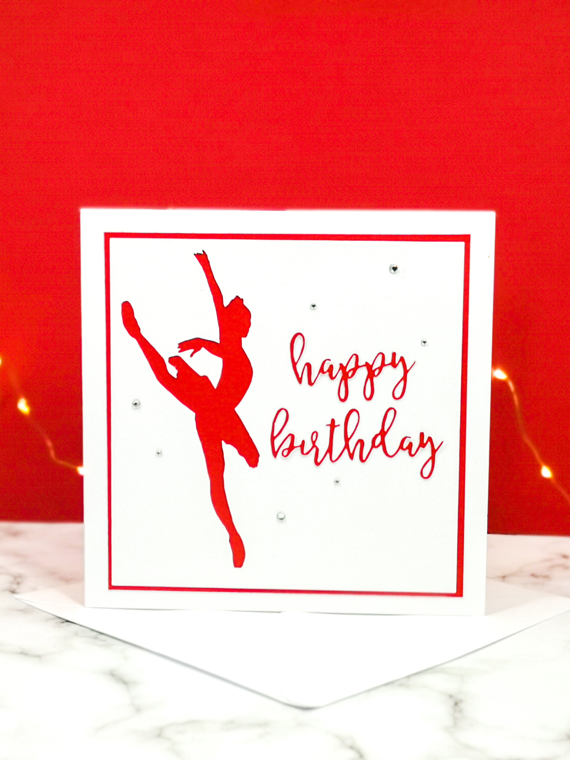 Attitude | Ballerina Handmade Large Square Silhouette Birthday Card | The Bright Edition