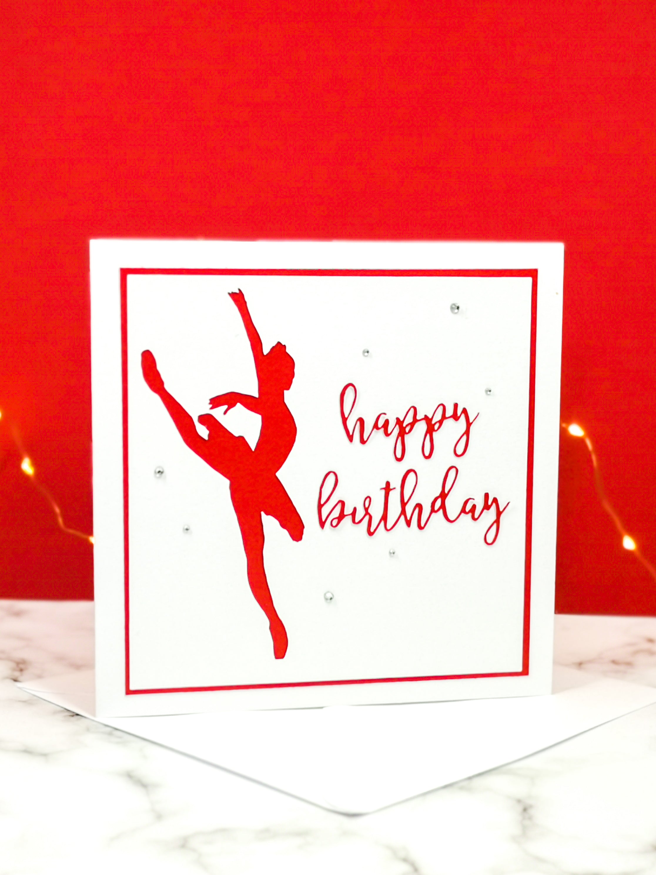 Attitude | Ballerina Handmade Large Square Silhouette Birthday Card | The Bright Edition