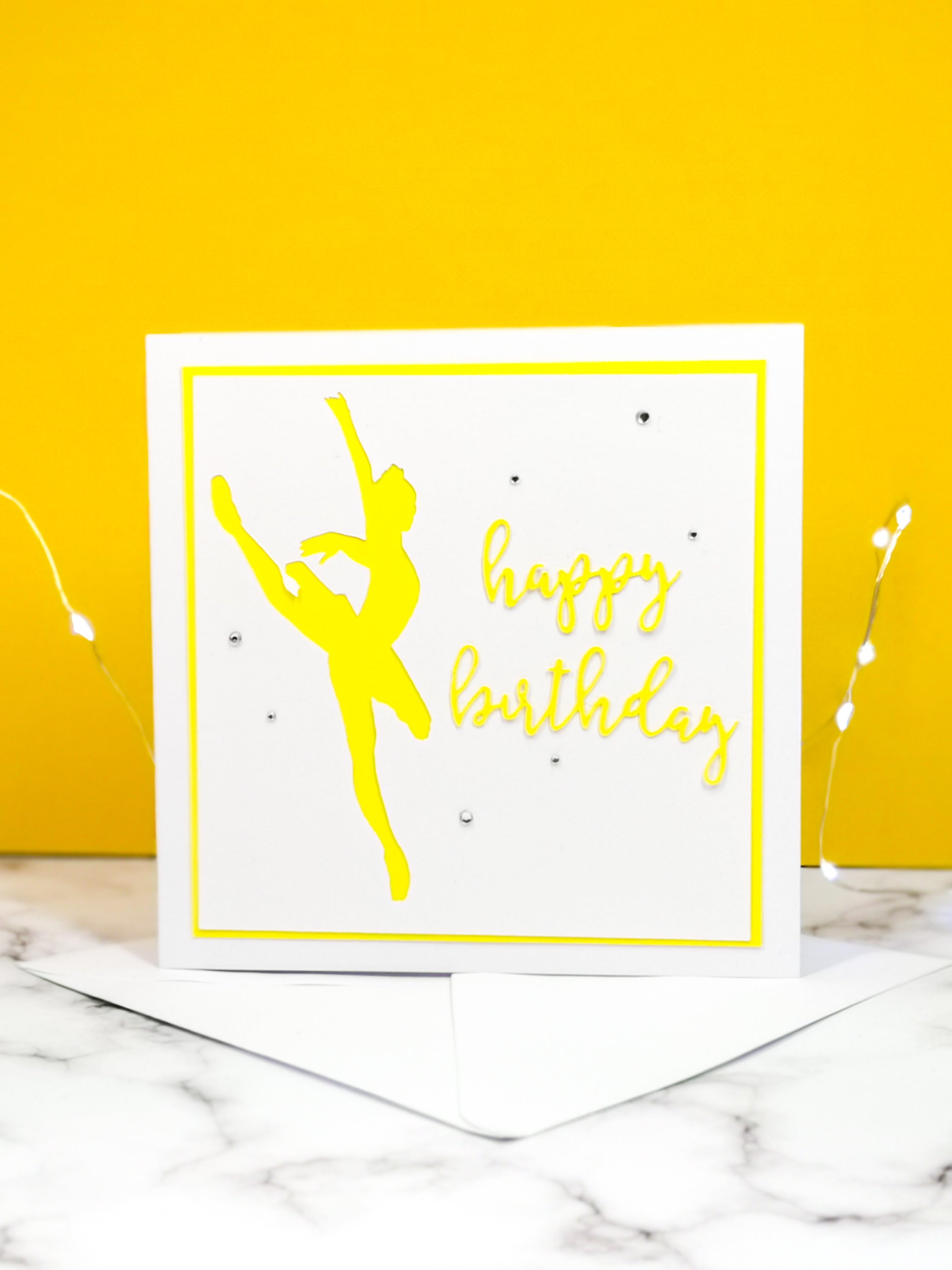 Attitude | Ballerina Handmade Large Square Silhouette Birthday Card | The Bright Edition