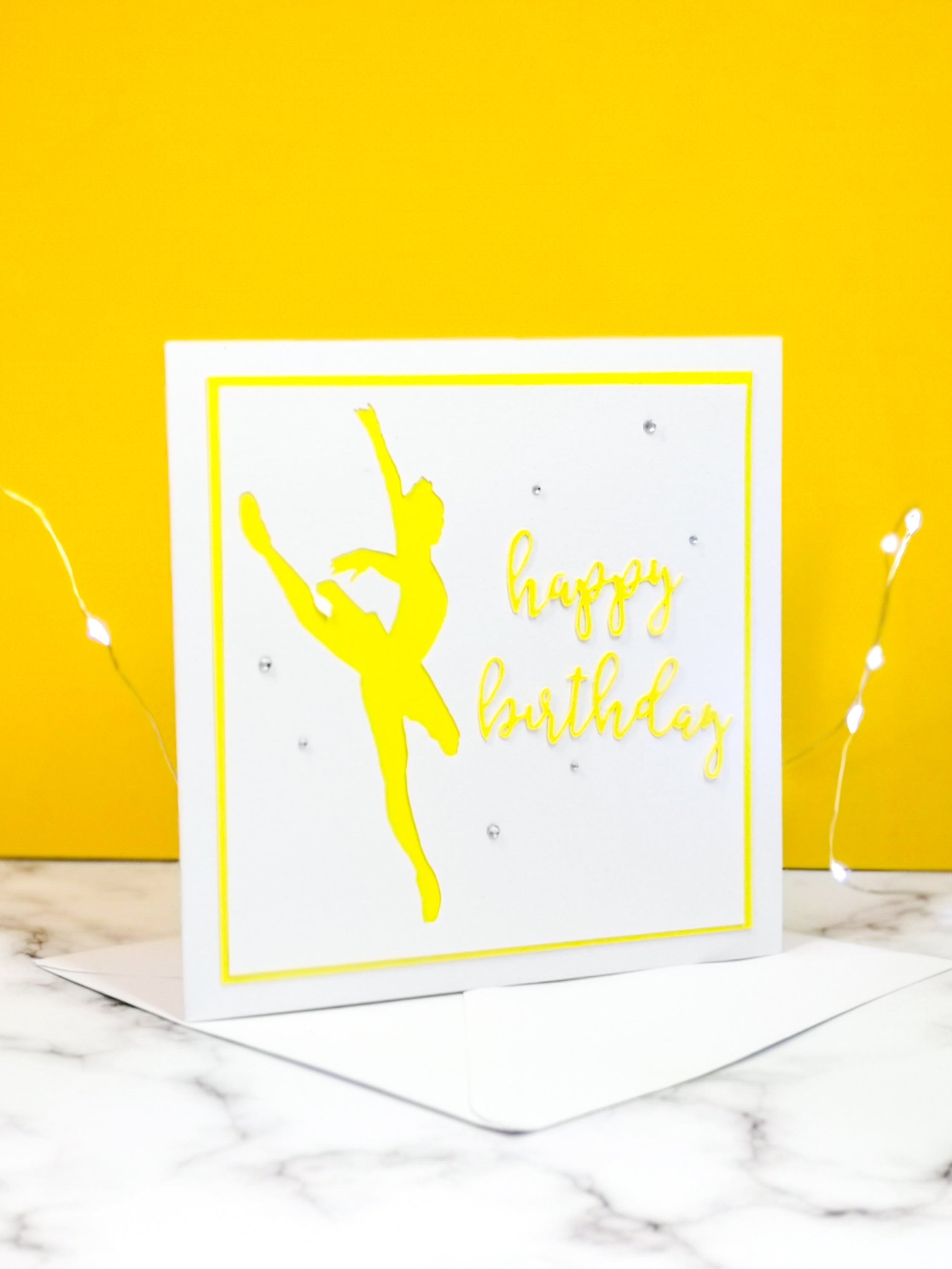 Attitude | Ballerina Handmade Large Square Silhouette Birthday Card | The Bright Edition