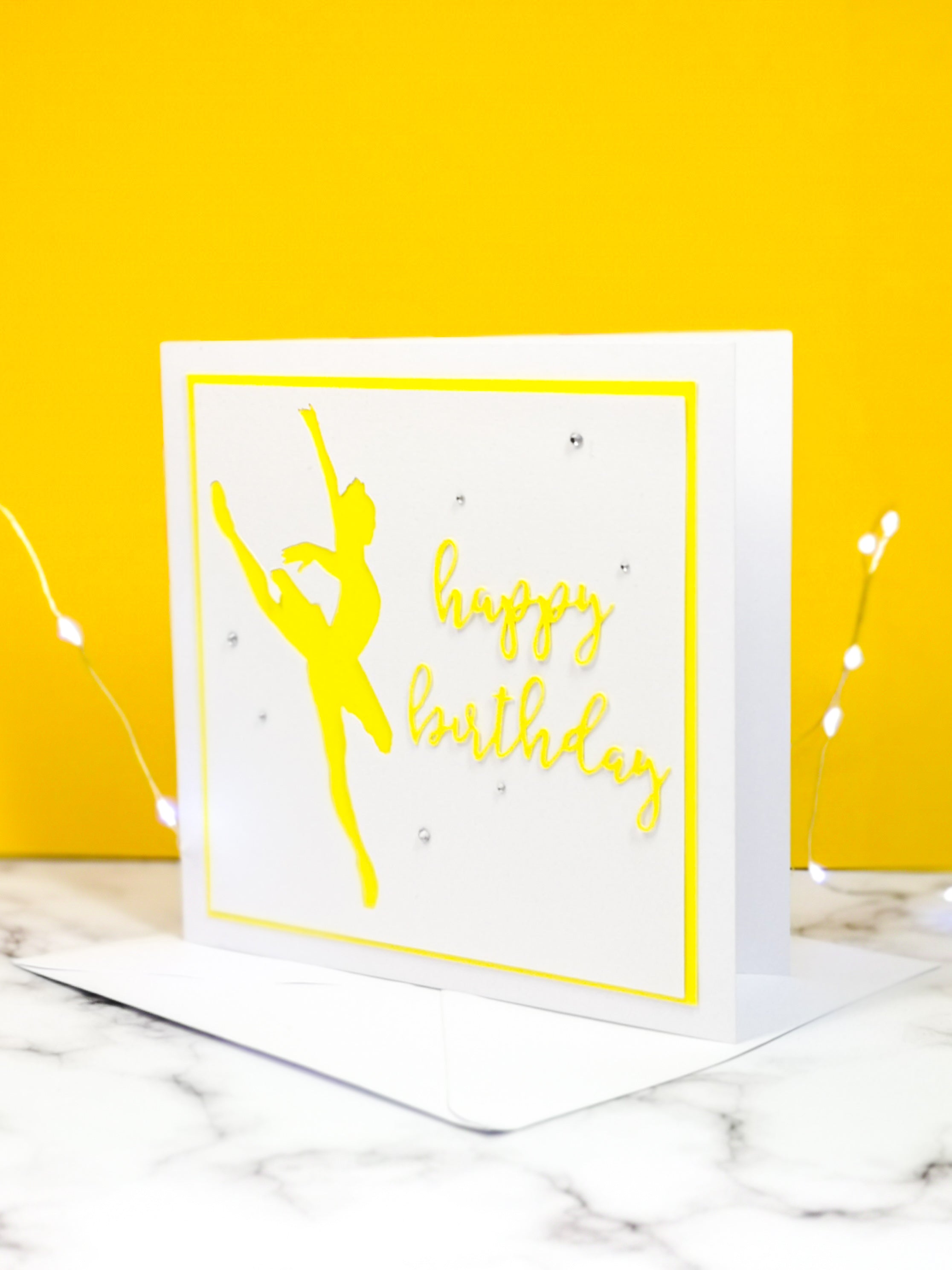 Attitude | Ballerina Handmade Large Square Silhouette Birthday Card | The Bright Edition