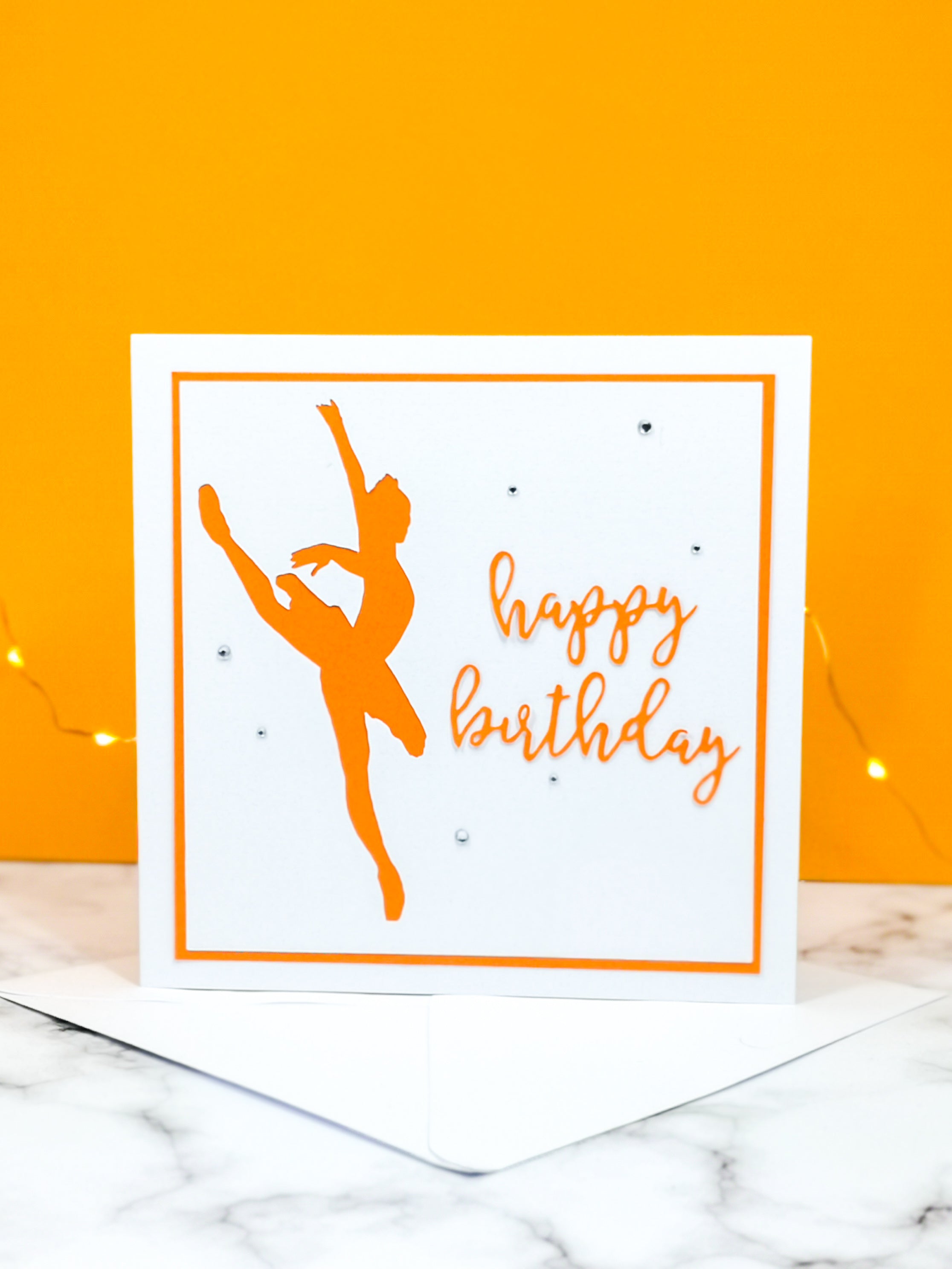 Attitude | Ballerina Handmade Large Square Silhouette Birthday Card | The Bright Edition