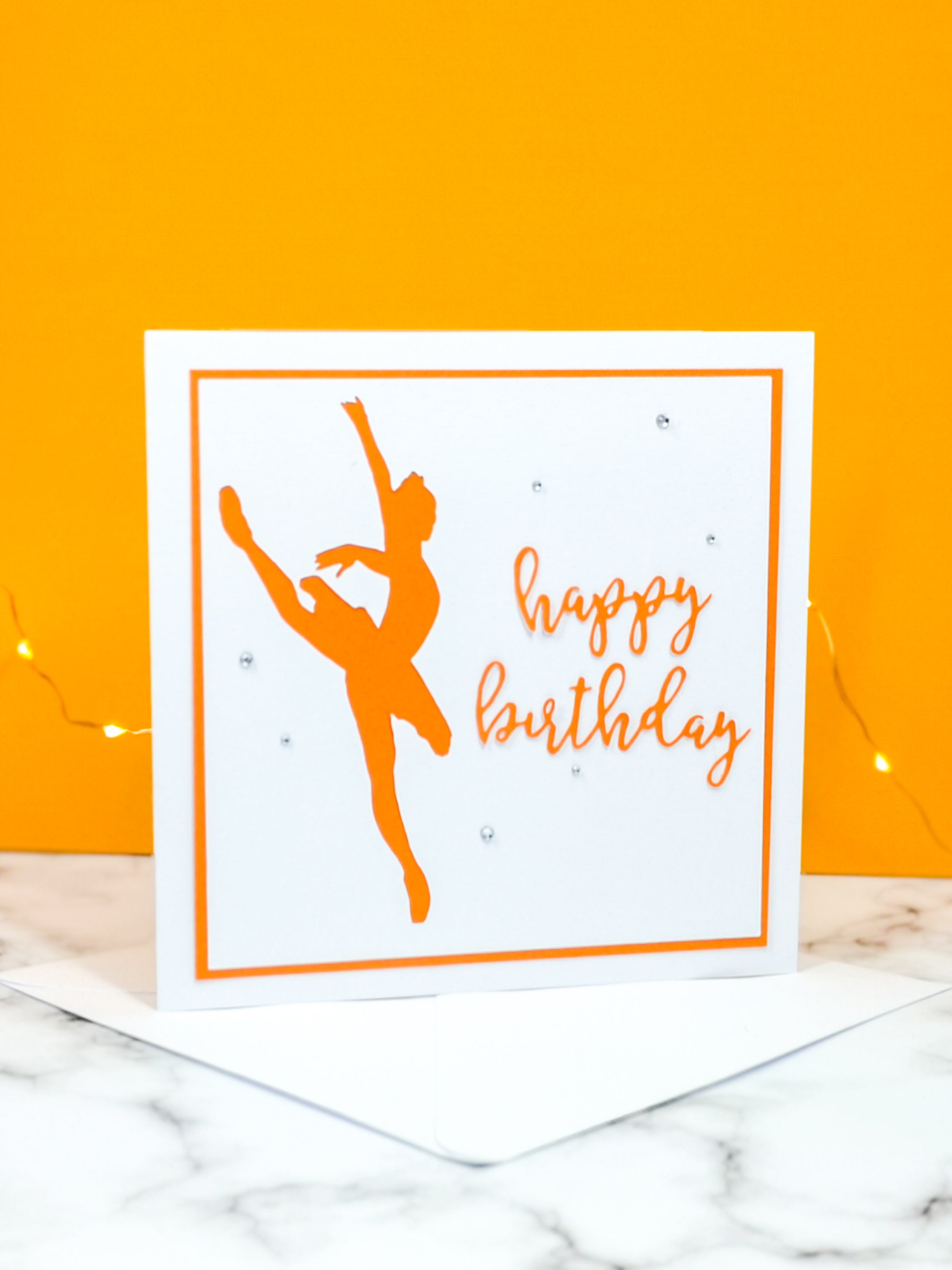 Attitude | Ballerina Handmade Large Square Silhouette Birthday Card | The Bright Edition