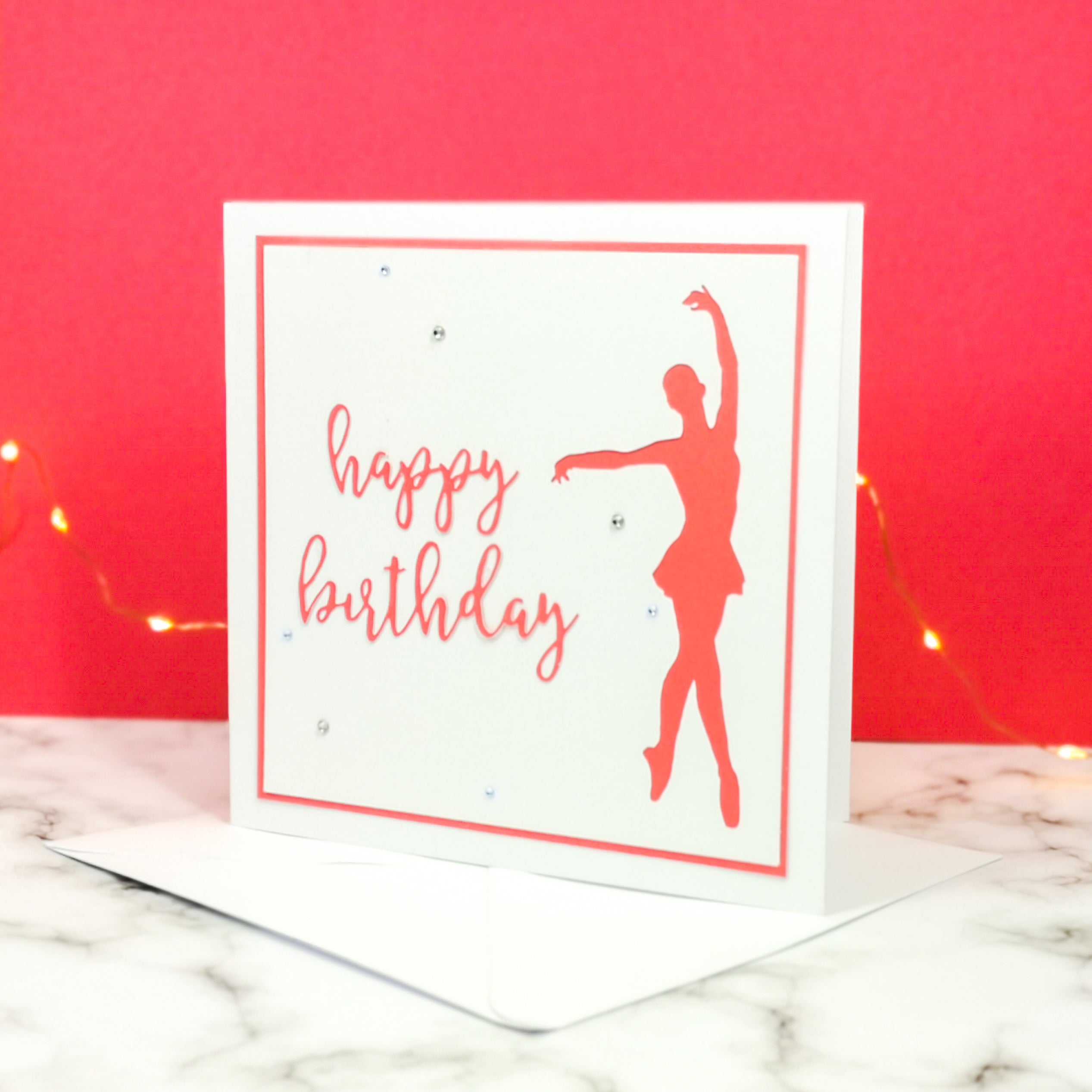 En Point | Ballerina Handmade Large Square Silhouette Birthday Card | The Bright Edition