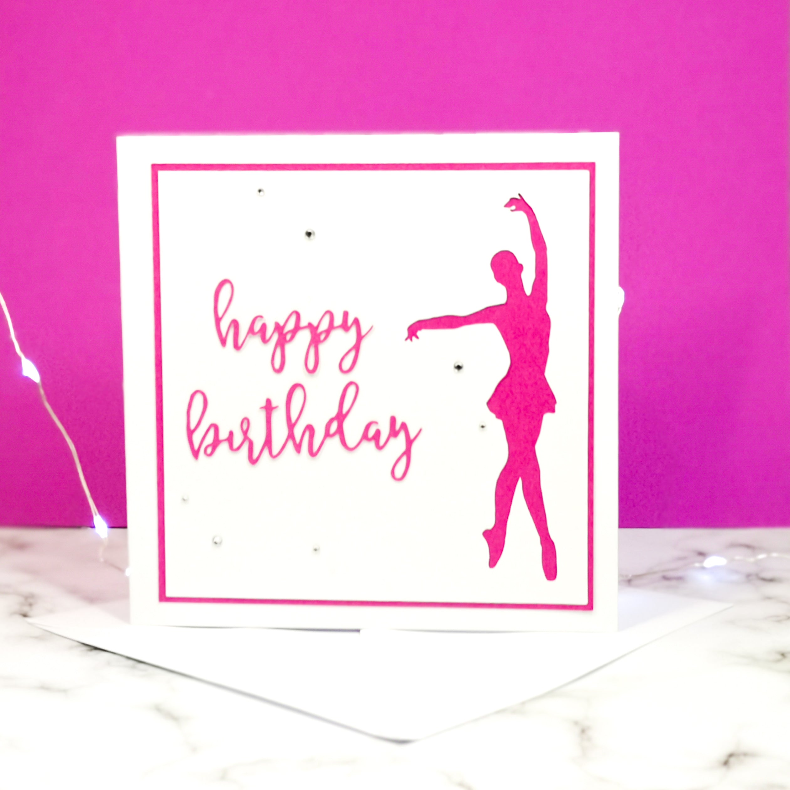 En Point | Ballerina Handmade Large Square Silhouette Birthday Card | The Bright Edition