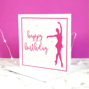 En Point | Ballerina Handmade Large Square Silhouette Birthday Card | The Bright Edition